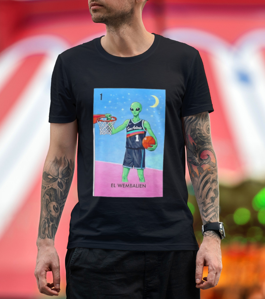 El Wembalien San Antonio Spurs Alien Basketball Number 1 Victor Wembanyama T-Shirt