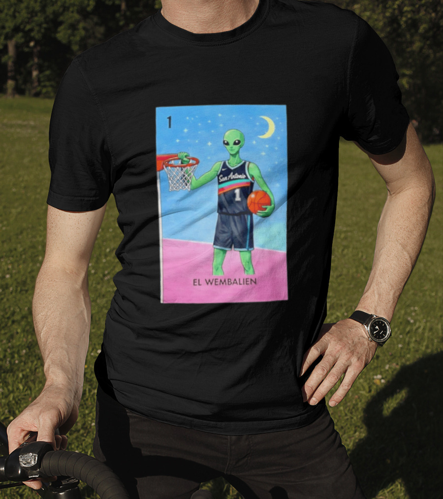 El Wembalien San Antonio Spurs Alien Basketball Number 1 Victor Wembanyama T-Shirt