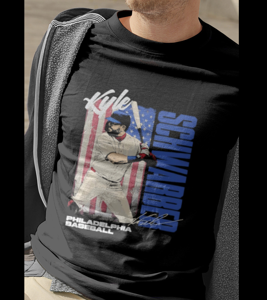 Kyle Schwarber American Flag Philadelphia Baseball T-Shirt