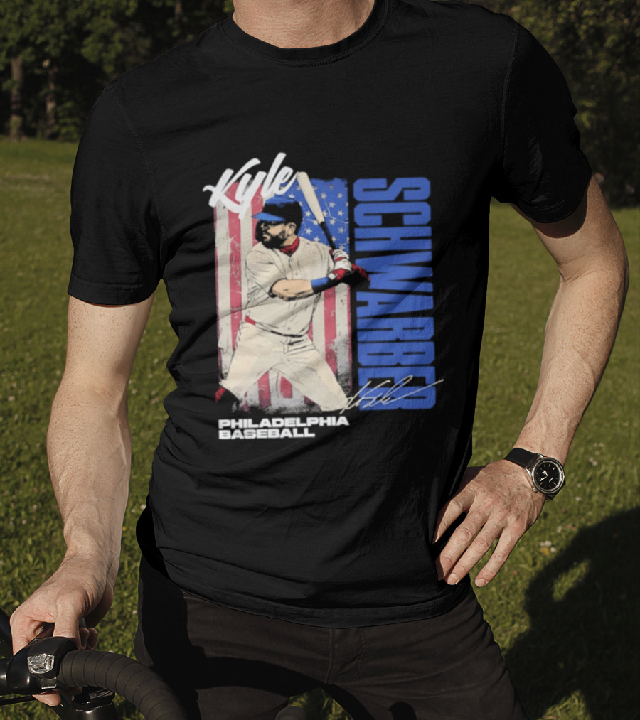 Kyle Schwarber American Flag Philadelphia Baseball T-Shirt