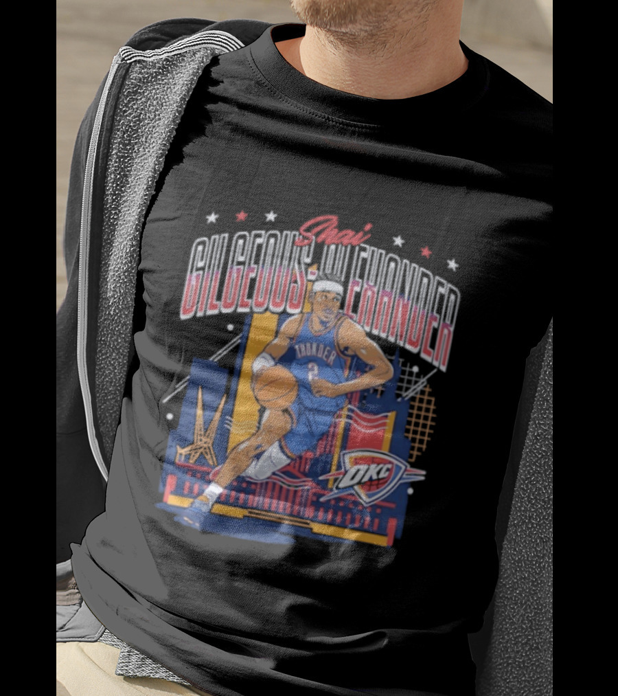 Shai Gilgeous Alexander Thunder 2 Oklahoma City Skyline Stars Basketball T-Shirt