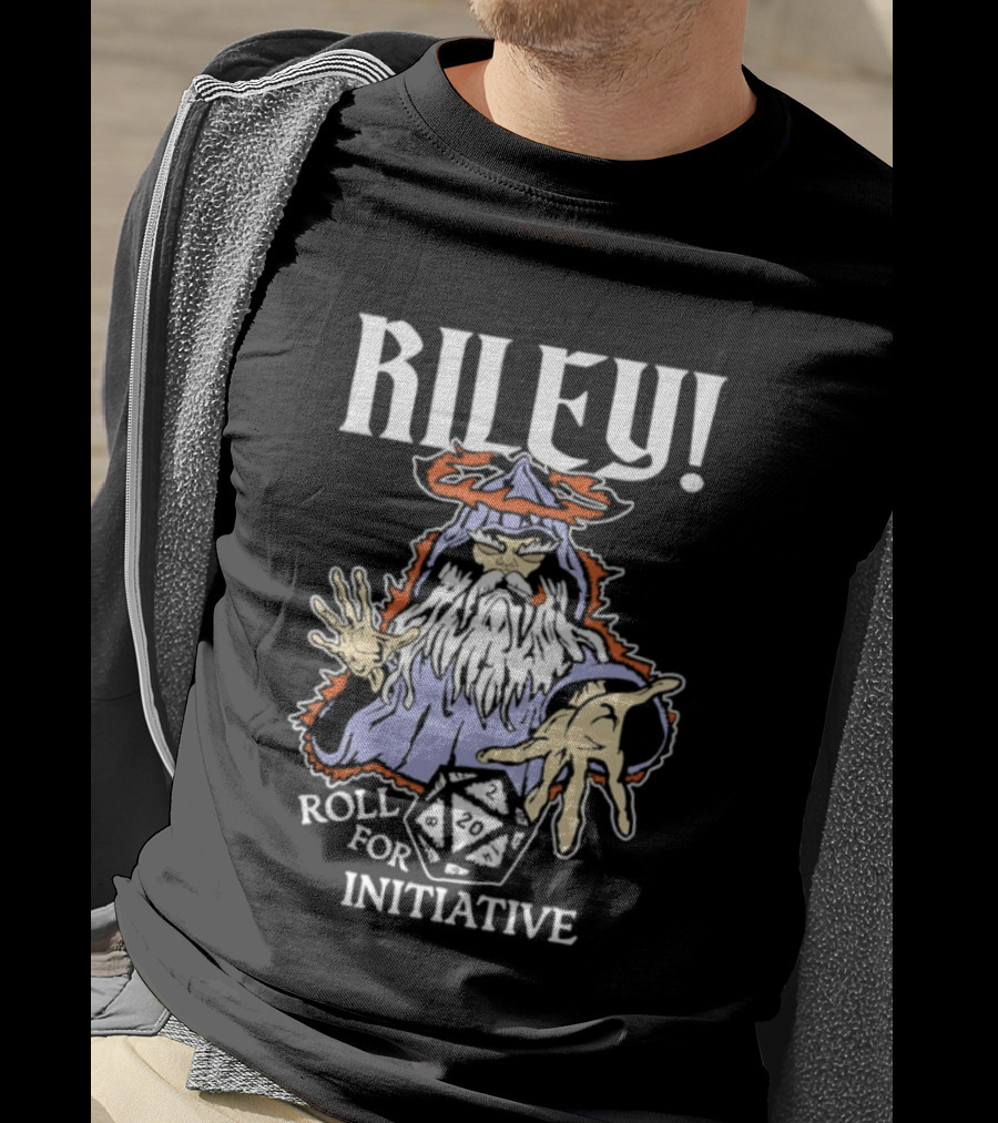 Riley Roll For Initiative Wizard Dice Game Magic T-Shirt