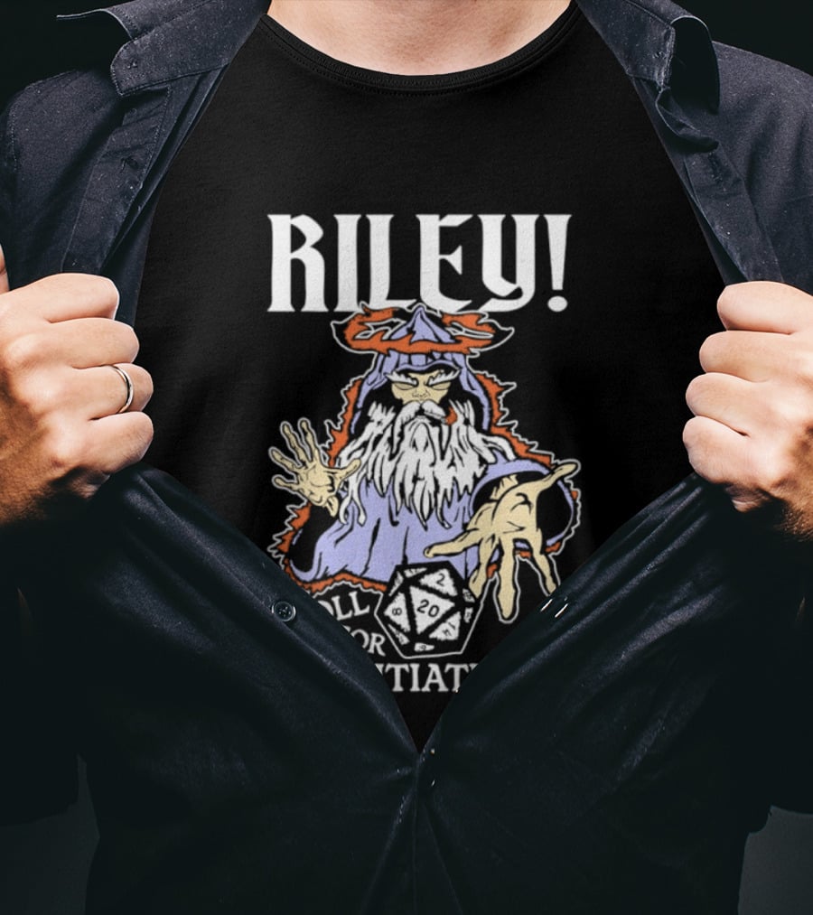 Riley Roll For Initiative Wizard Dice Game Magic T-Shirt