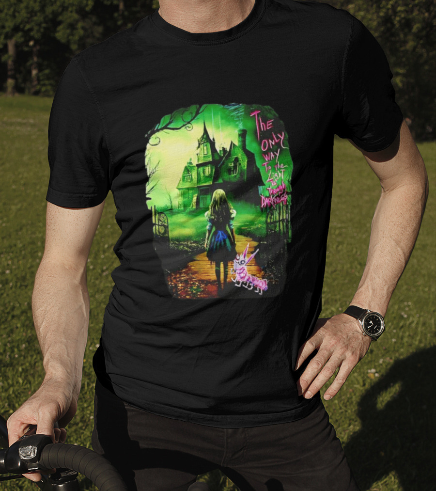 The Only Way To The Light Is Through Darkness Alice In Wonderland Horror Dark Gothic Mansion Path Rabbit T-Shirt