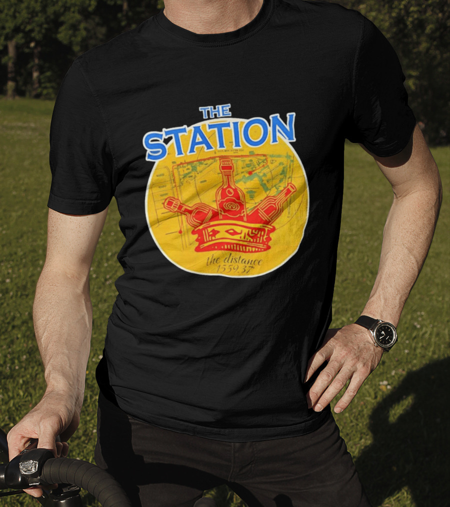 The Station The Distance 1559.37 Map And Bottles T-Shirt