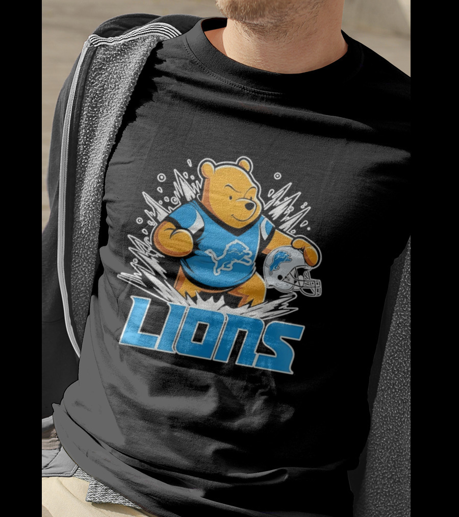 Winnie Pooh Detroit Lions 2024 Helmet Lions Football Team Fan Merchandise T-Shirt