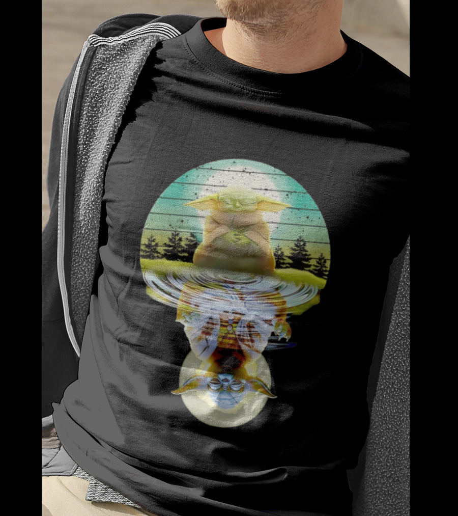 Baby Yoda Star Wars Meditation Forest Reflection Ripples T-Shirt