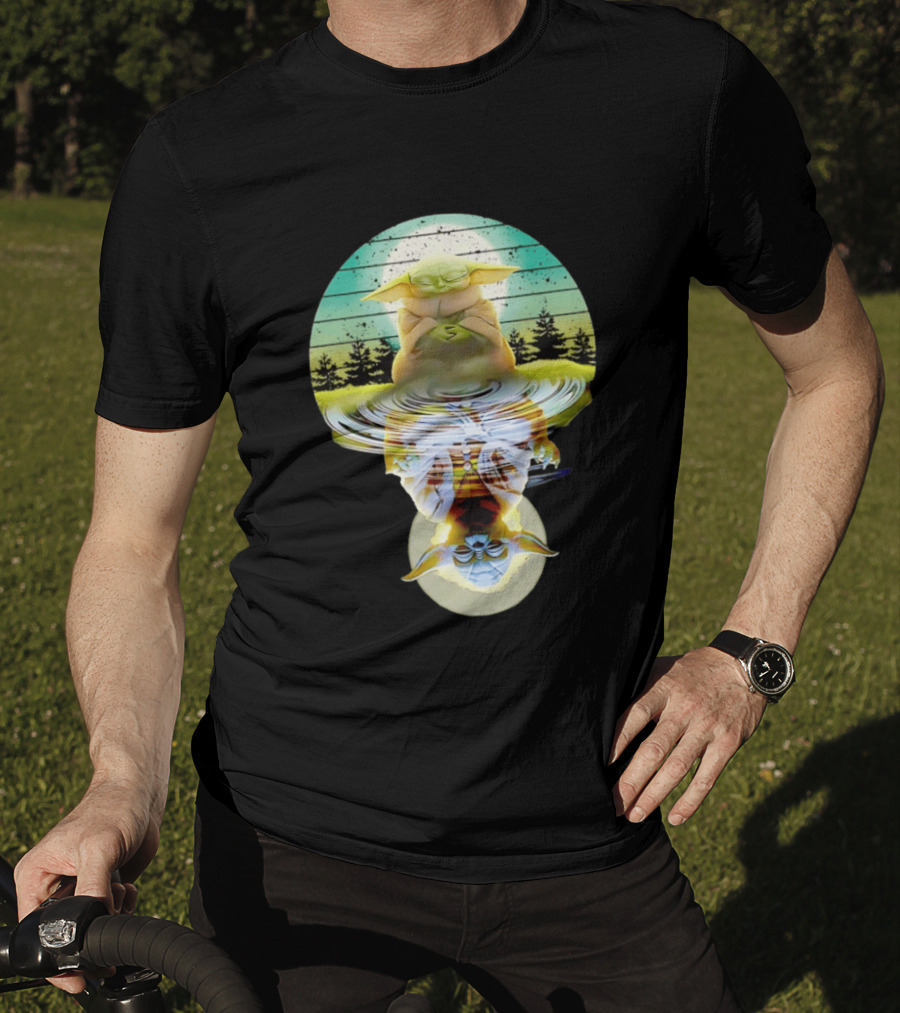 Baby Yoda Star Wars Meditation Forest Reflection Ripples T-Shirt