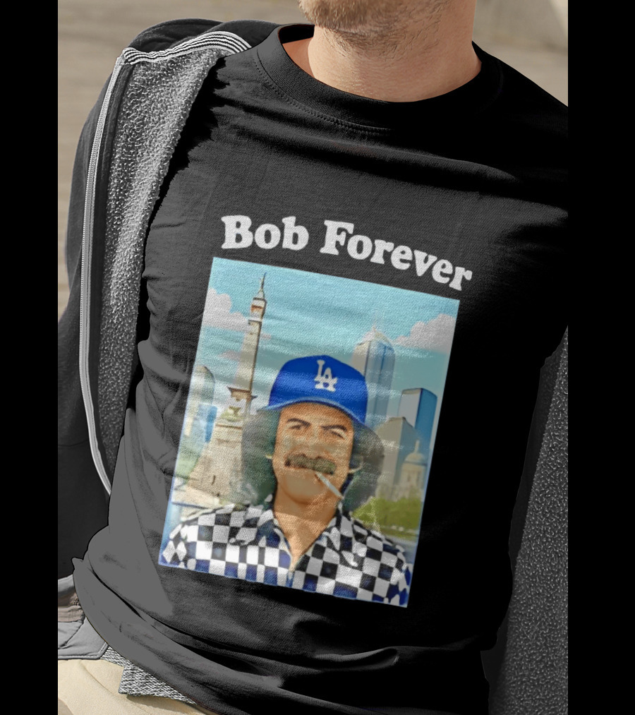 Bob Forever Los Angeles Dodgers Skyline Checkerboard Hat T-Shirt