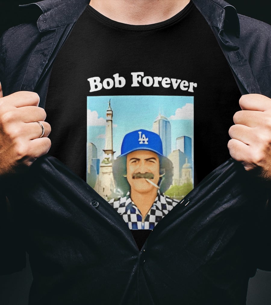 Bob Forever Los Angeles Dodgers Skyline Checkerboard Hat T-Shirt