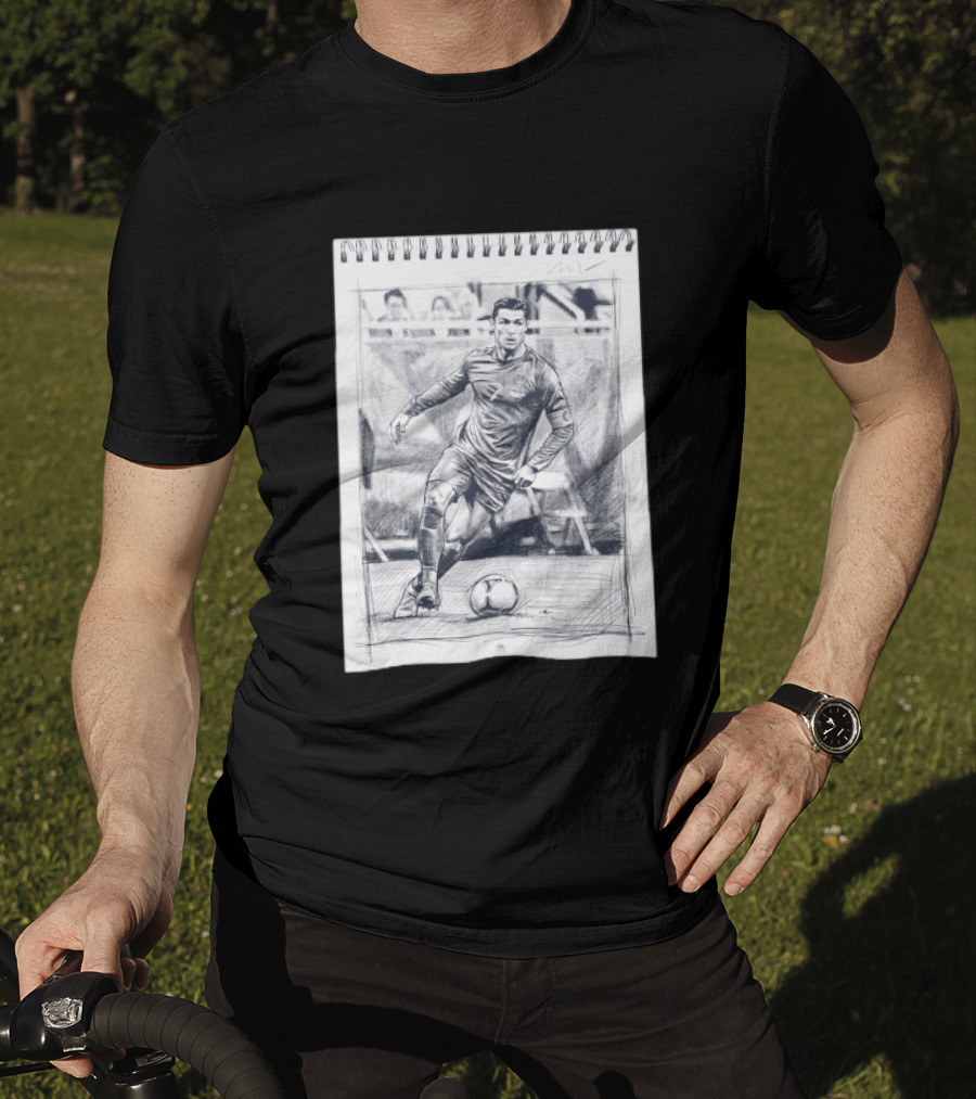 Cristiano Ronaldo CR7 Soccer Sketchbook Drawing T-Shirt