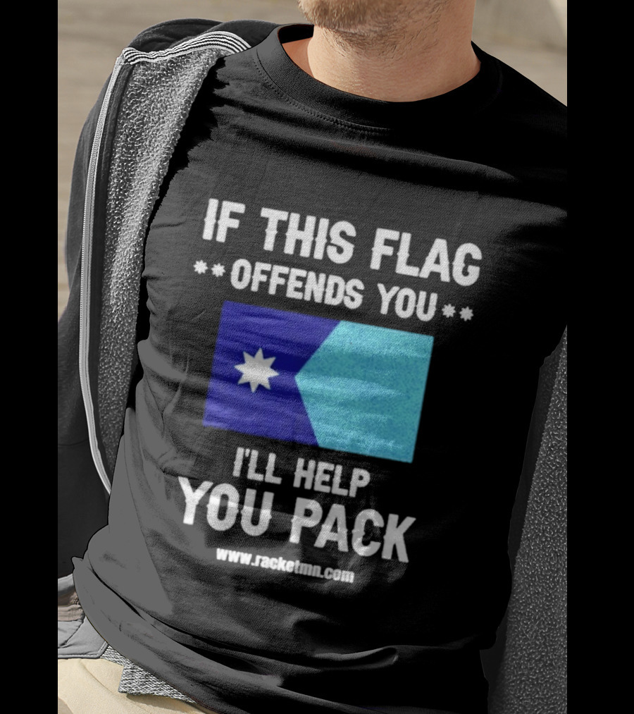 If This Flag Offends You I'll Help You Pack Seven Point Star Blue Flag T-Shirt