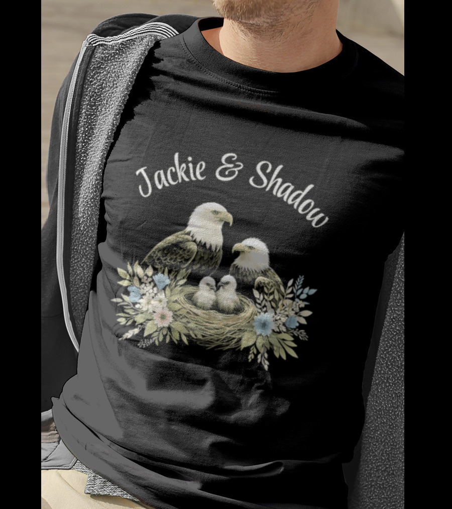 Jackie & Shadow Eagles With Nest And Flowers T-Shirt