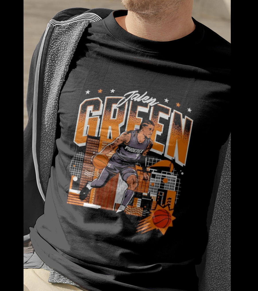 Jalen Green Phoenix Suns NBA Basketball Urban Skyline Art 4 15 NBPA T-Shirt