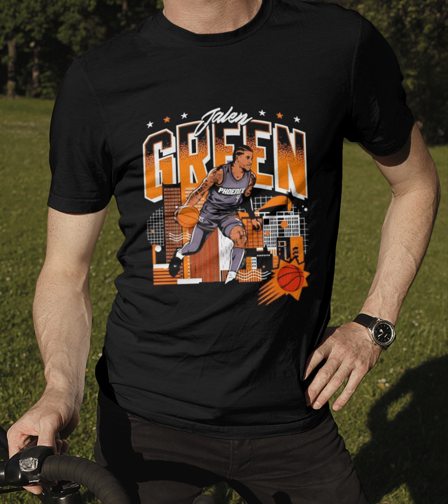 Jalen Green Phoenix Suns NBA Basketball Urban Skyline Art 4 15 NBPA T-Shirt