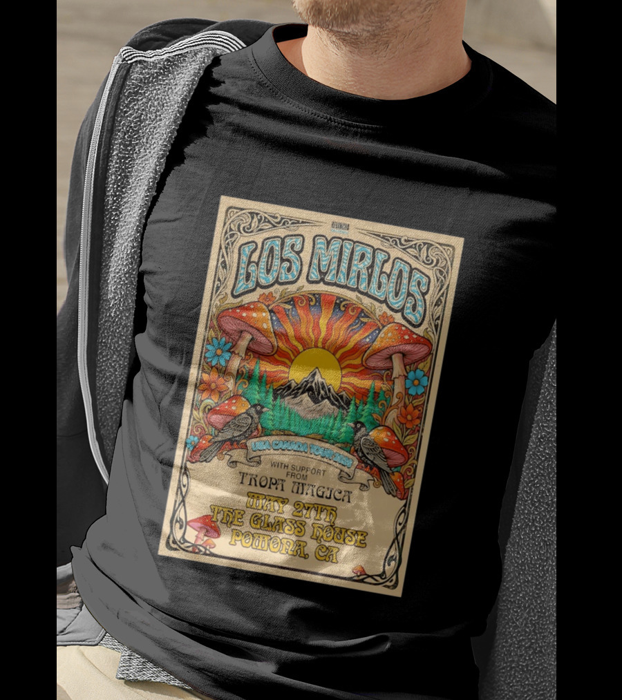 Los Mirlos USA Canada Tour 2026 May 27th The Glass House Pomona CA Tropa Magica T-Shirt