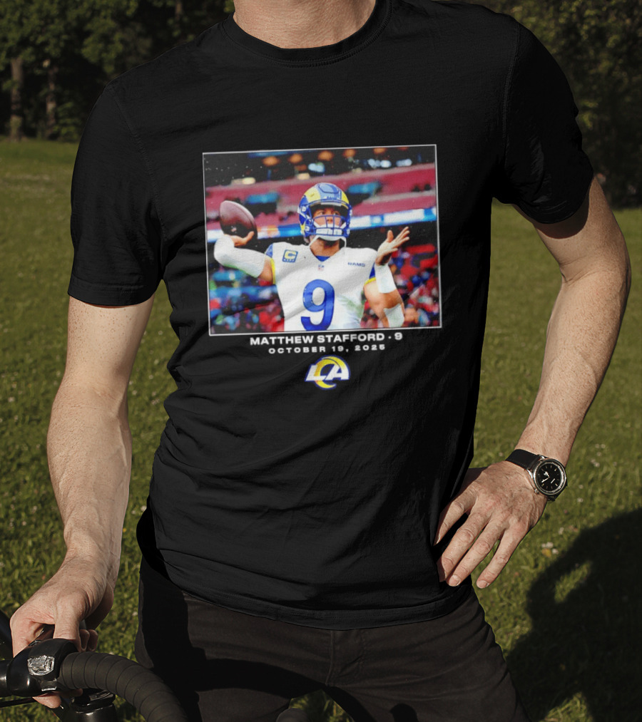 Los Angeles Rams Matthew Stafford Week 7 Action Photo With LA Rams T-Shirt