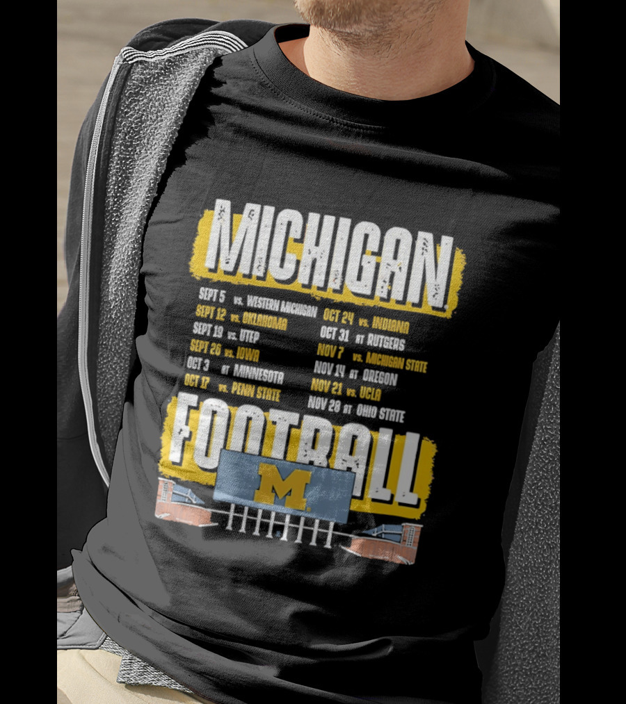 Michigan Football 2023 Schedule Washington UNLV Rutgers Nebraska Indiana Ohio State T-Shirt