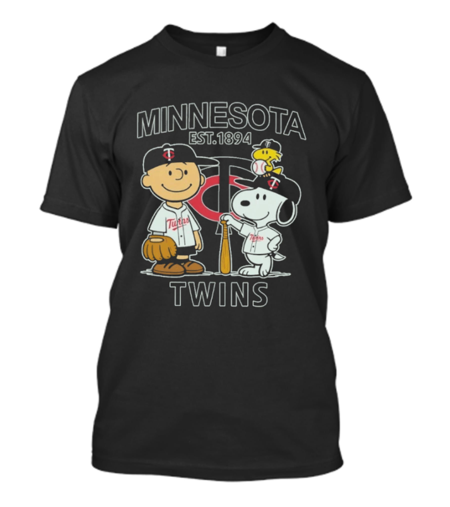 Minnesota Twins Est 1894 Snoopy Peanuts Baseball Charlie Brown Woodstock T-Shirt