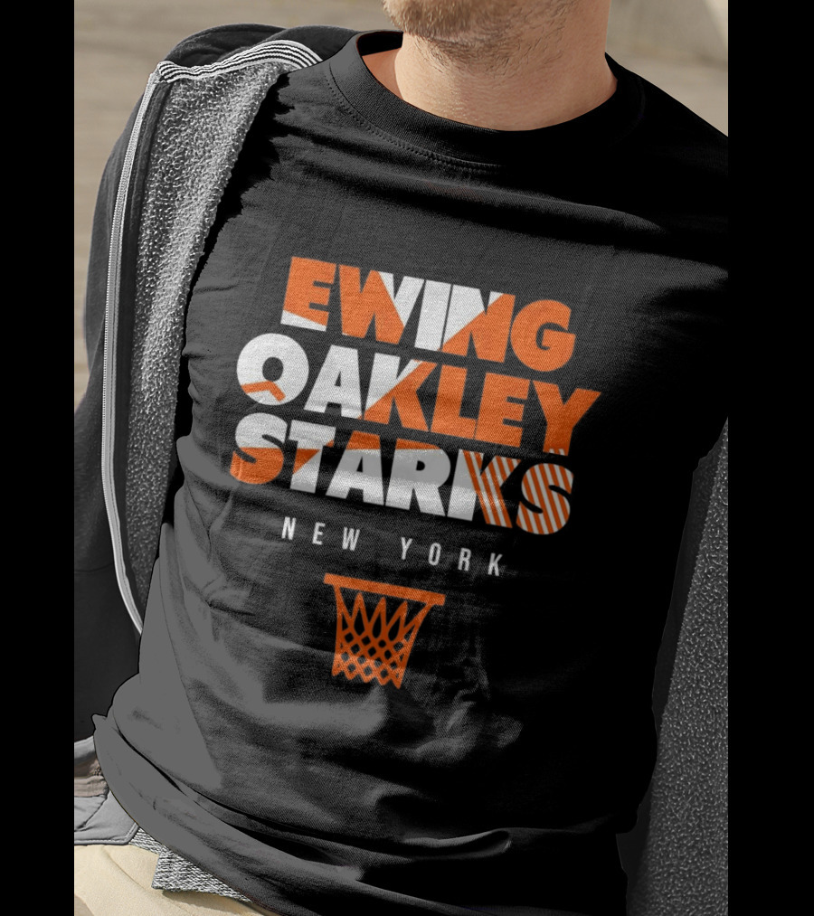 Ewing Oakley Starks New York Knicks Basketball Legends 90s Hoop T-Shirt