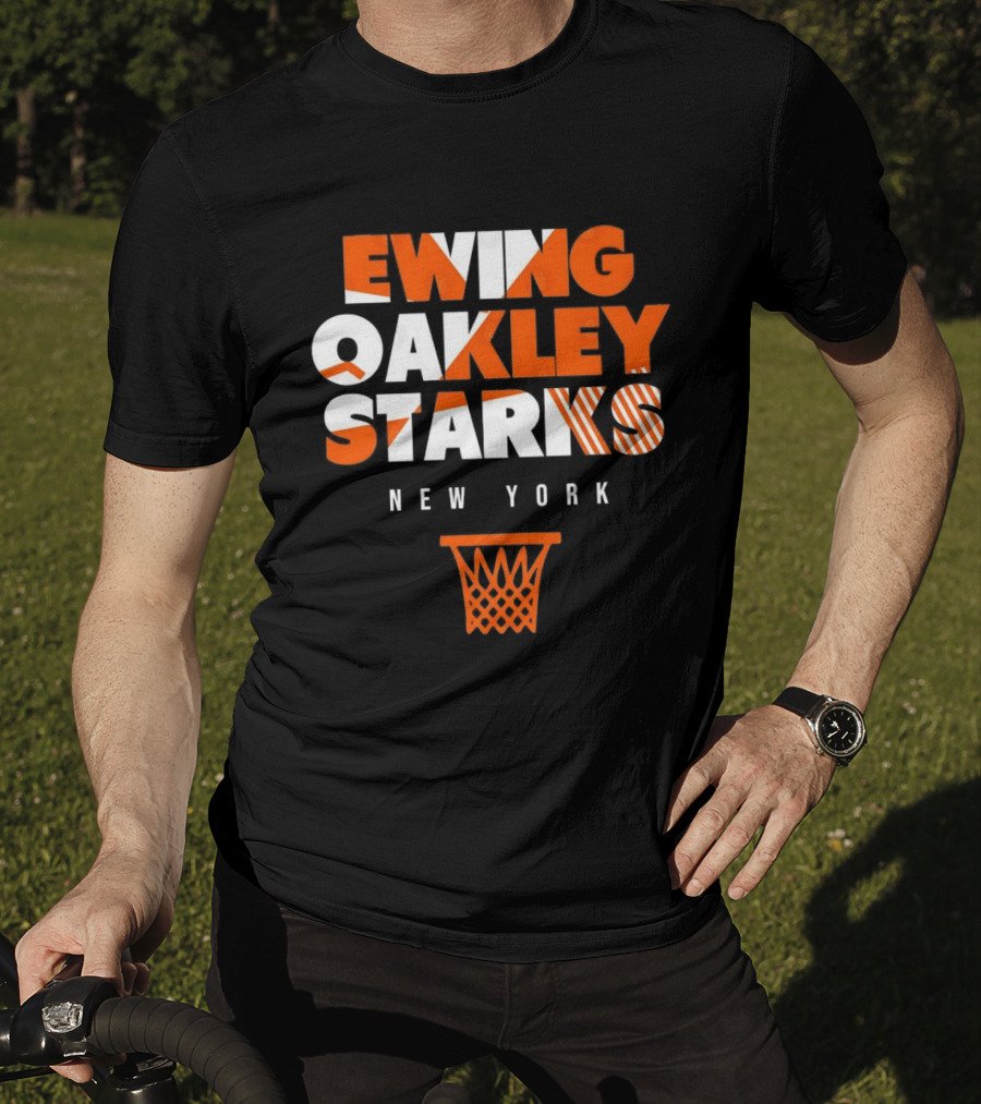 Ewing Oakley Starks New York Knicks Basketball Legends 90s Hoop T-Shirt