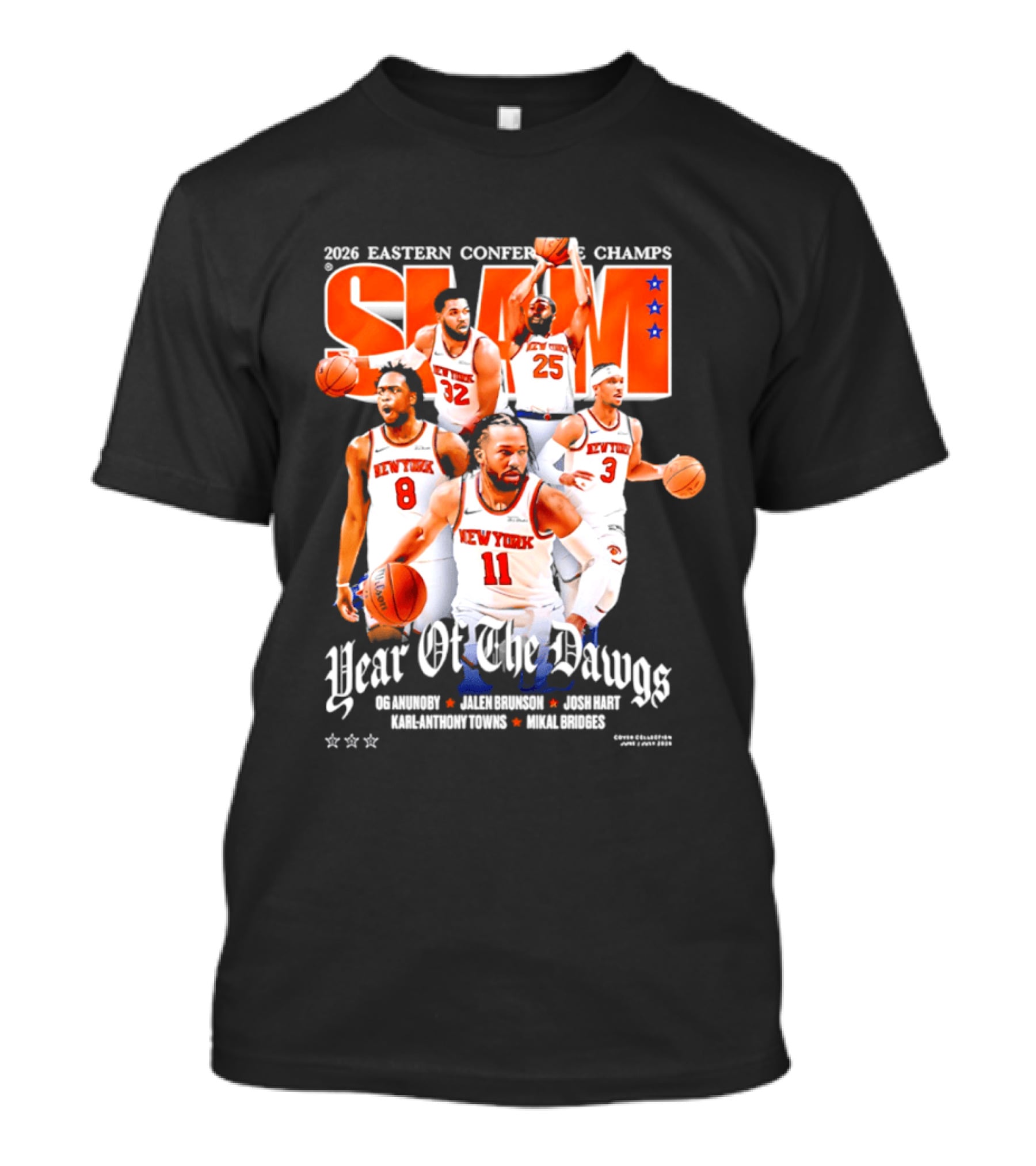 2026 Eastern Conference Champs New York Knicks Slam Year Of The Dawgs Brunson Robinson Barrett Randle Hart T-Shirt