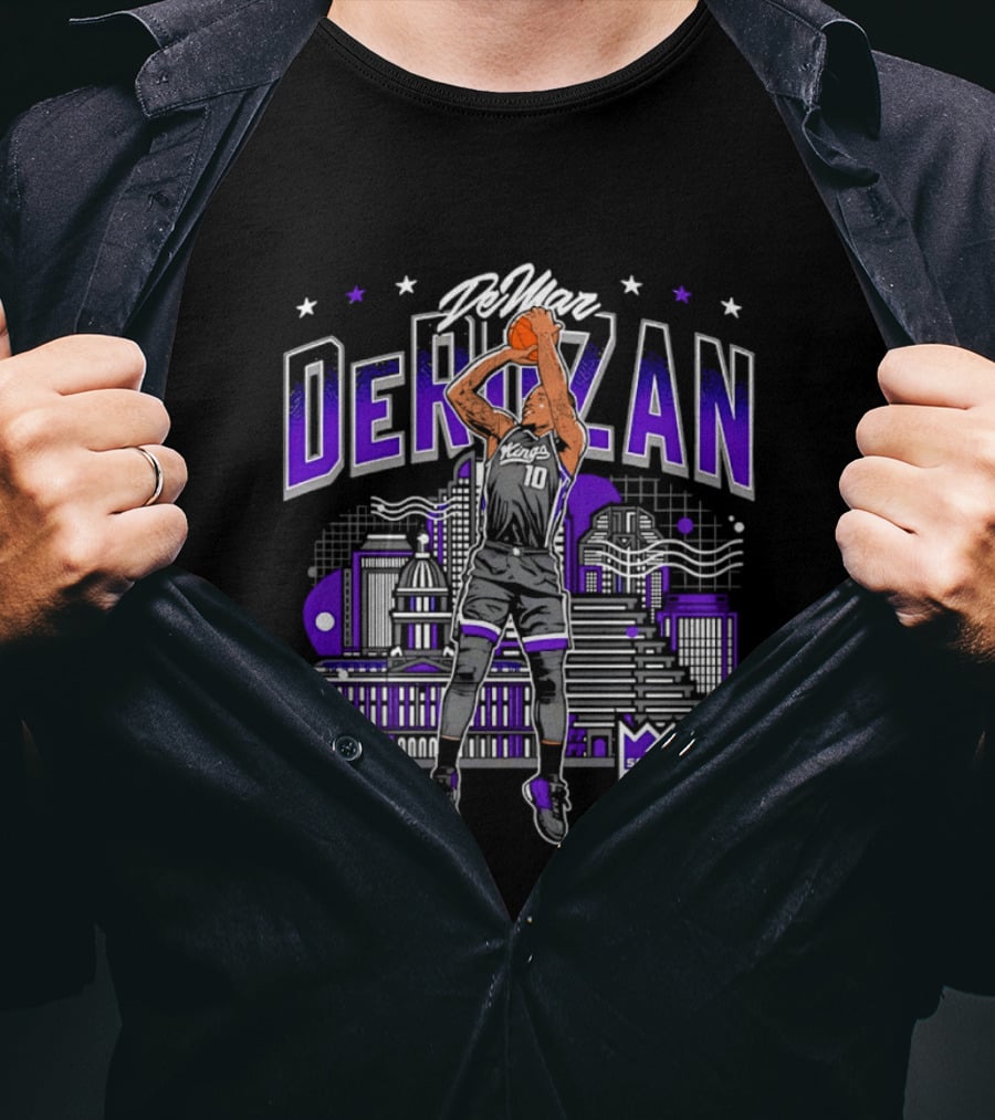 DeMar DeRozan Sacramento Kings Number 10 Skyline Basketball T-Shirt