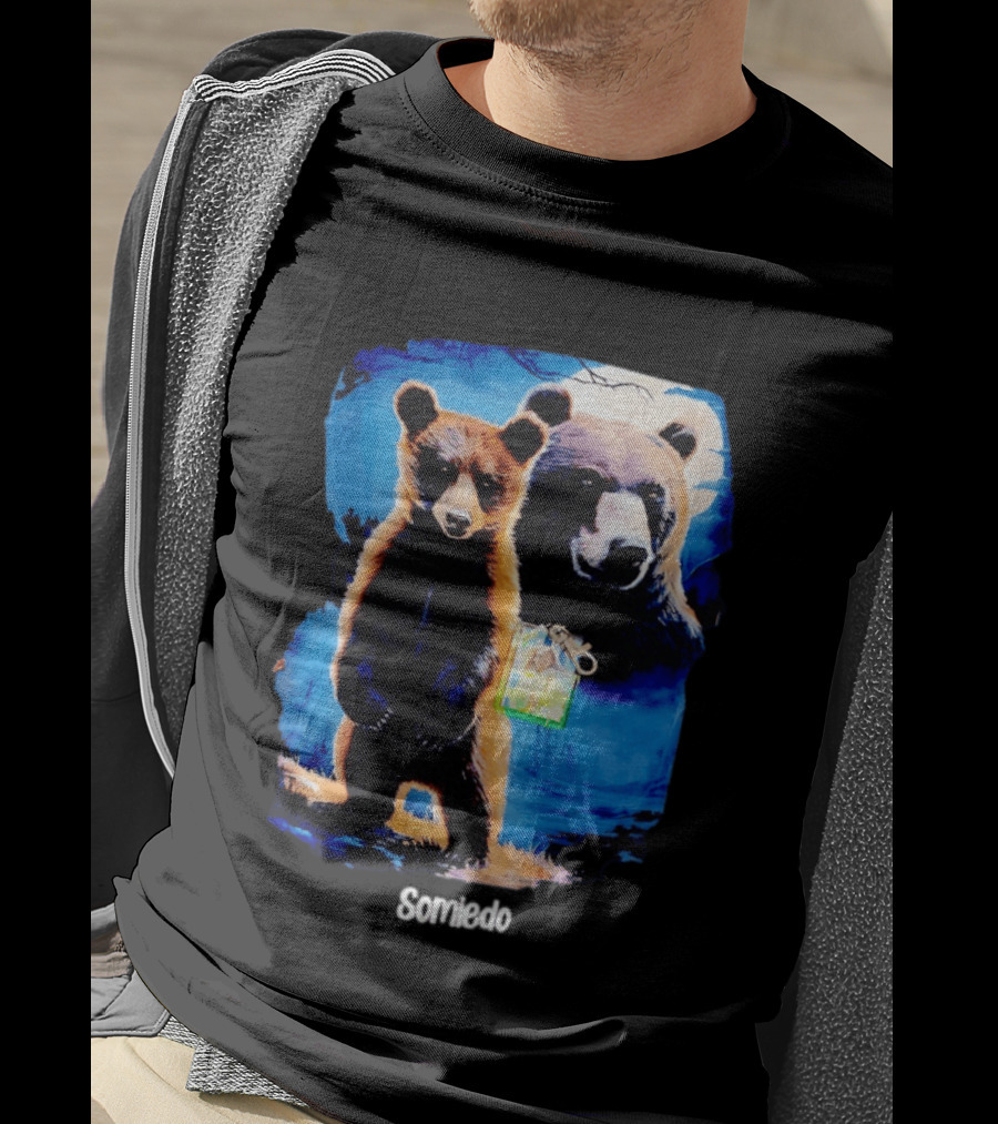 Somiedo Bears Cub Wildlife Art Blue T-Shirt