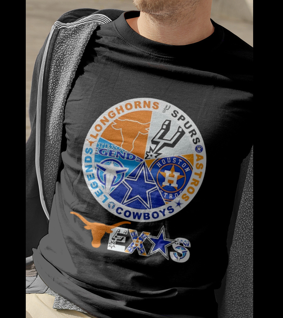 Texas Longhorns Spurs Astros Cowboys Legends Pride T-Shirt