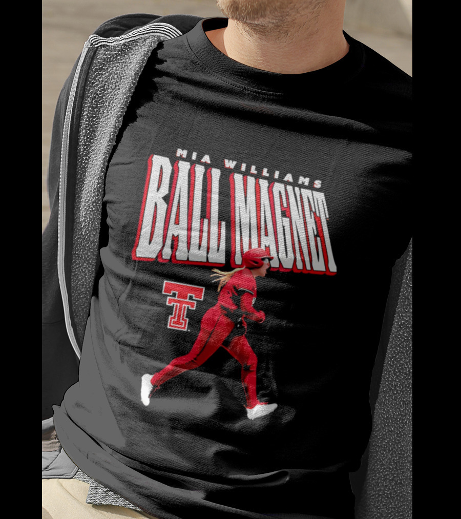 Mia Williams Ball Magnet Texas Tech Logo Running Player T-Shirt