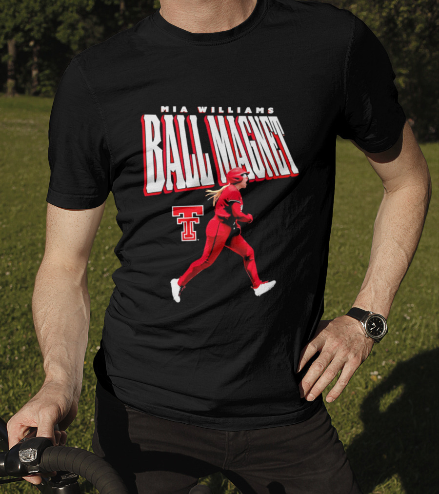 Mia Williams Ball Magnet Texas Tech Logo Running Player T-Shirt