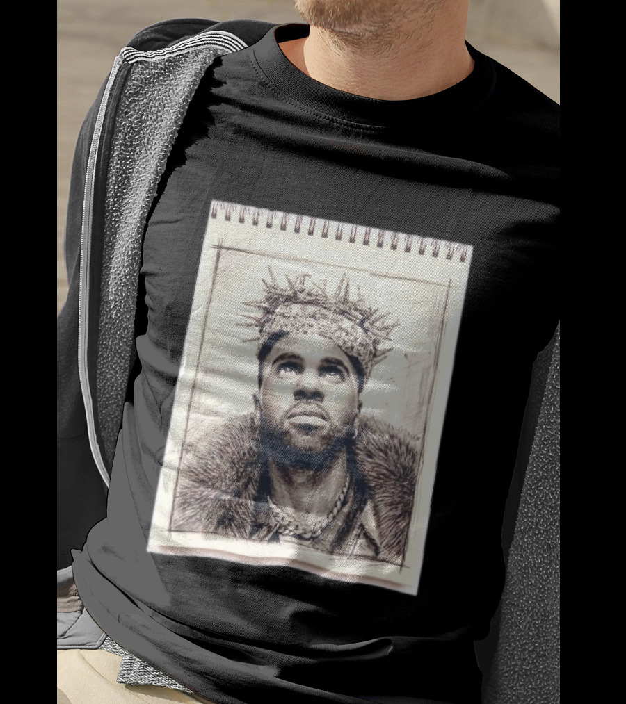 The Big Jason Derulo Sketchbook Crown Fur Chain T-Shirt