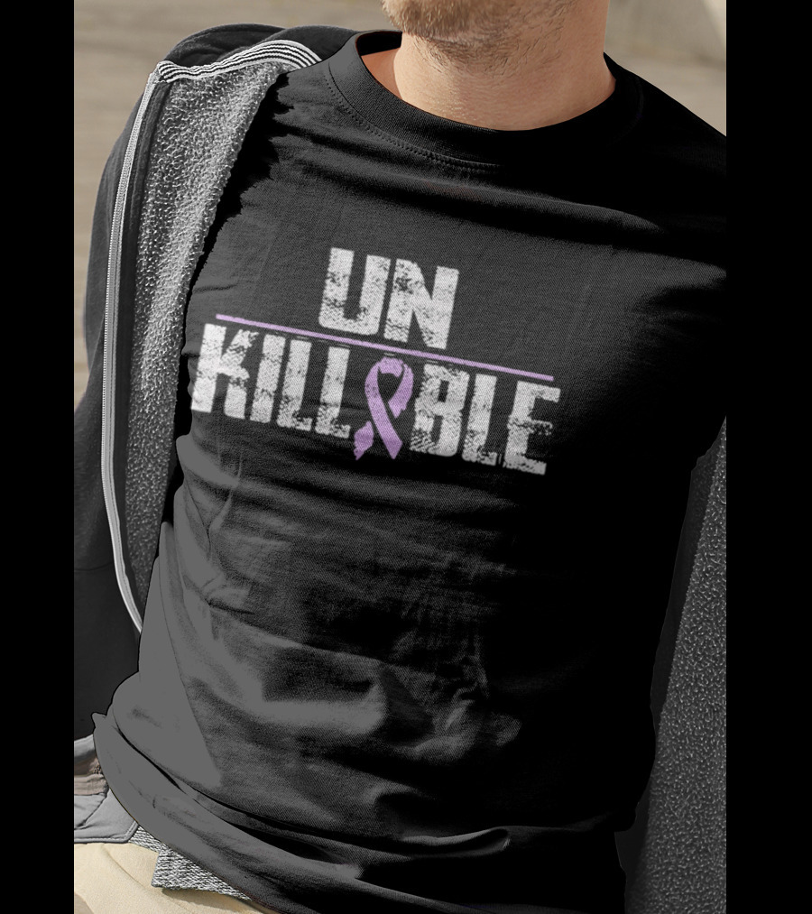 Unkillable Awareness Logo With Purple Ribbon T-Shirt