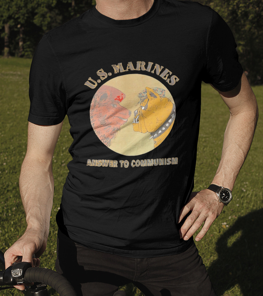 U.S. Marines Answer To Communism Soviet Bear Versus Marine Bulldog T-Shirt