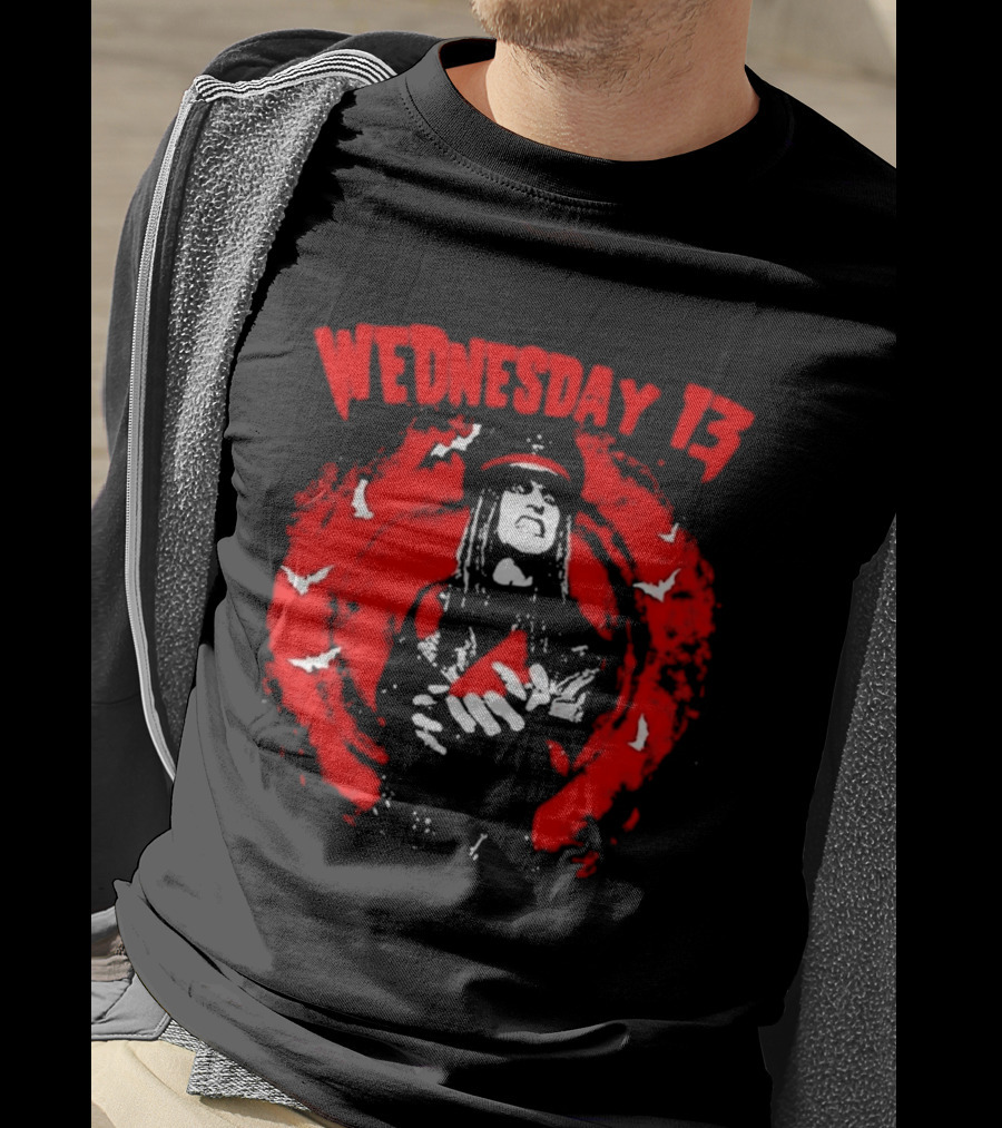 Wednesday 13 Devil Made Me Do It Horror Gothic Bats T-Shirt