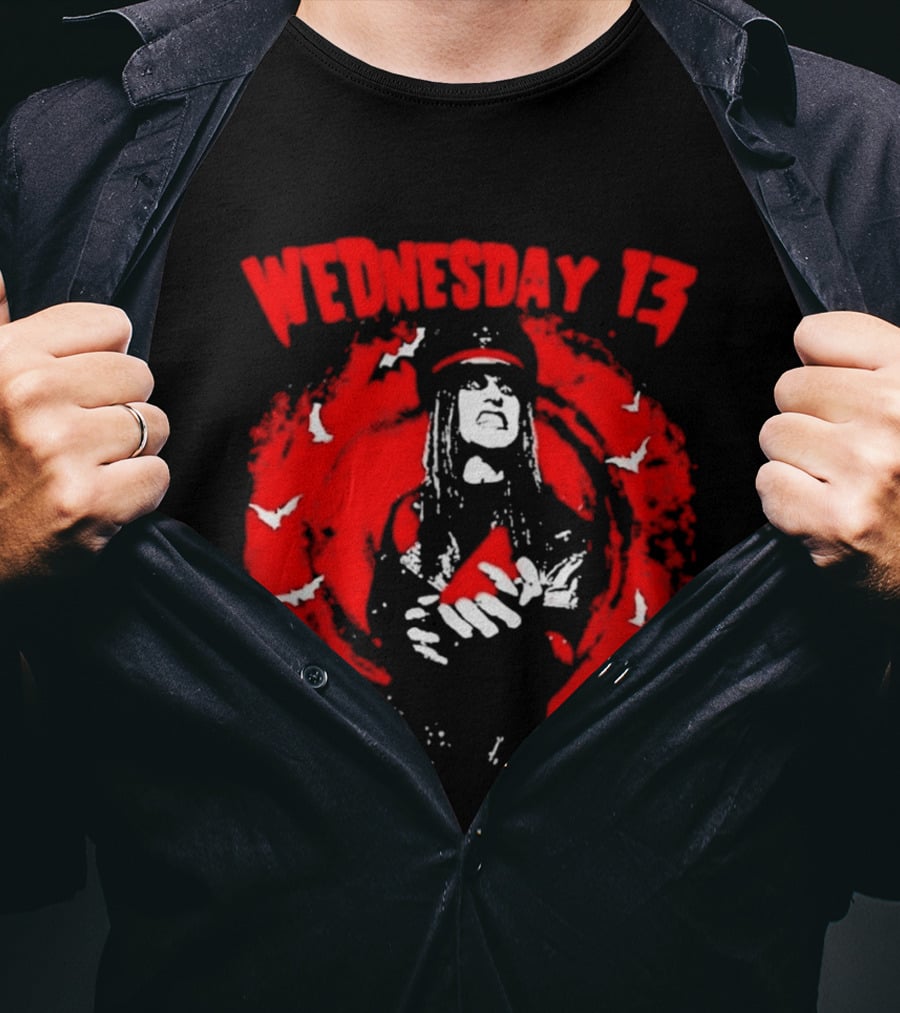Wednesday 13 Devil Made Me Do It Horror Gothic Bats T-Shirt