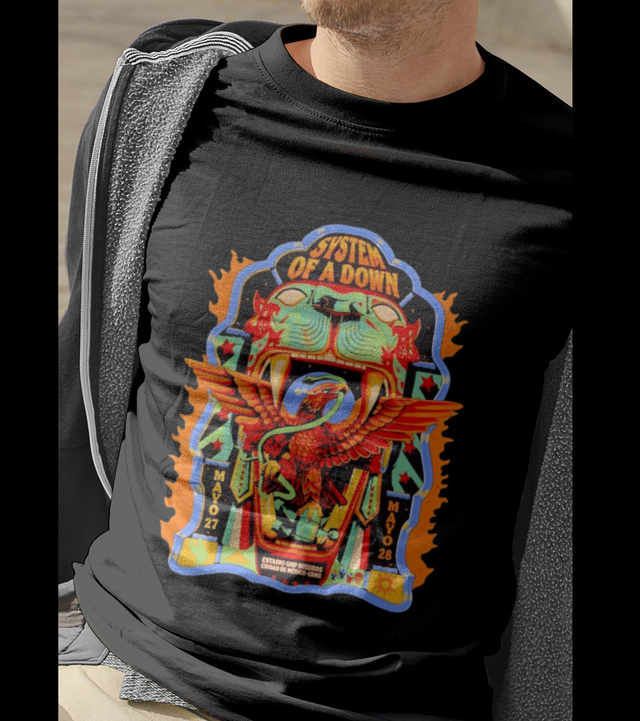 System Of A Down Estadio GNP Seguros Ciudad De Mexico May 27 28 2026 Eagle And Jaguar T-Shirt