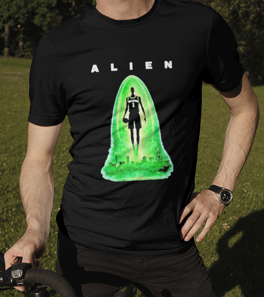Alien Wemby San Antonio Alien Basketball Cityscape T-Shirt