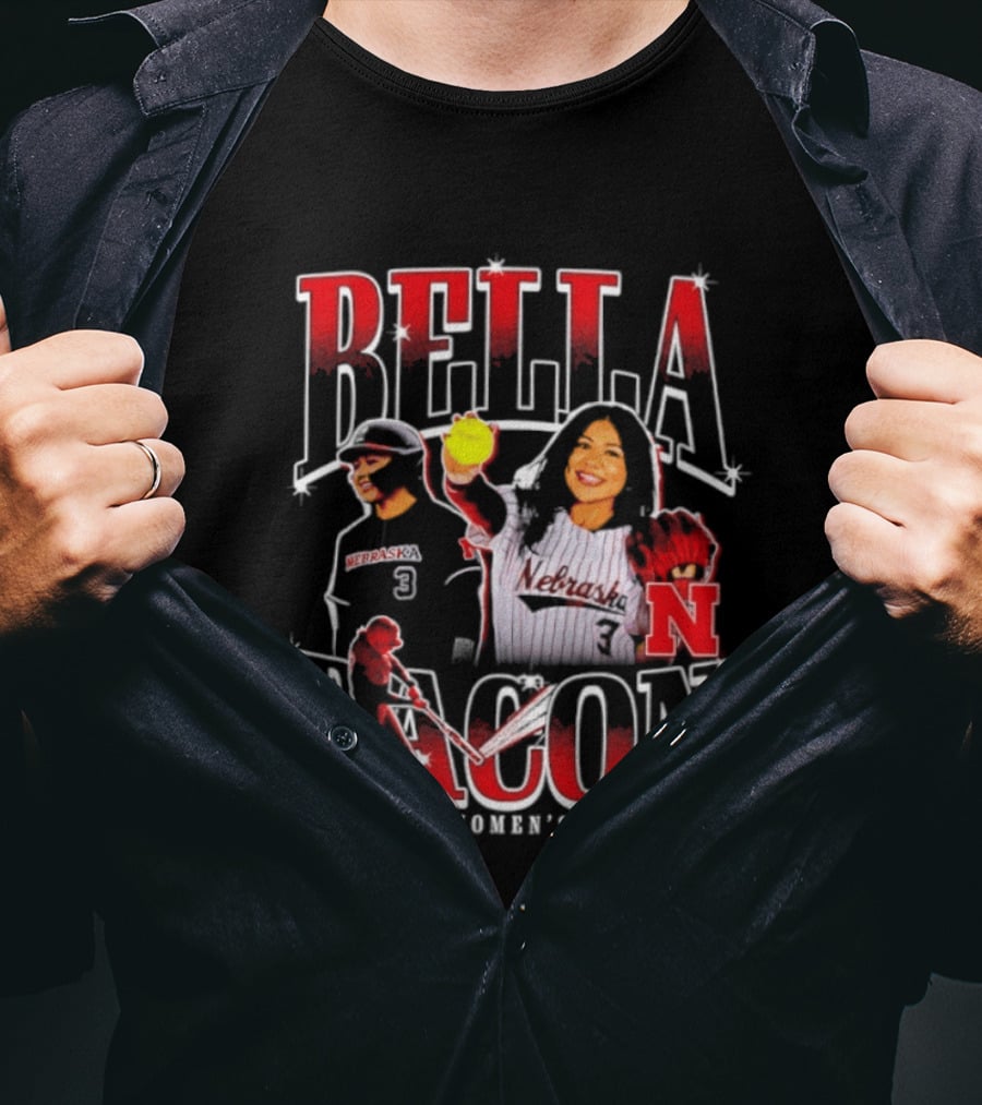 Bella Bacon Nebraska Women's Softball Cornhuskers 90s Bootleg Collage T-Shirt