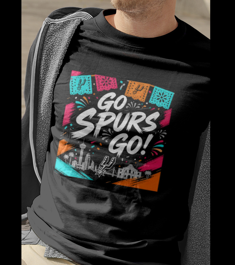Go Spurs Go San Antonio Skyline Fiesta Celebration T-Shirt