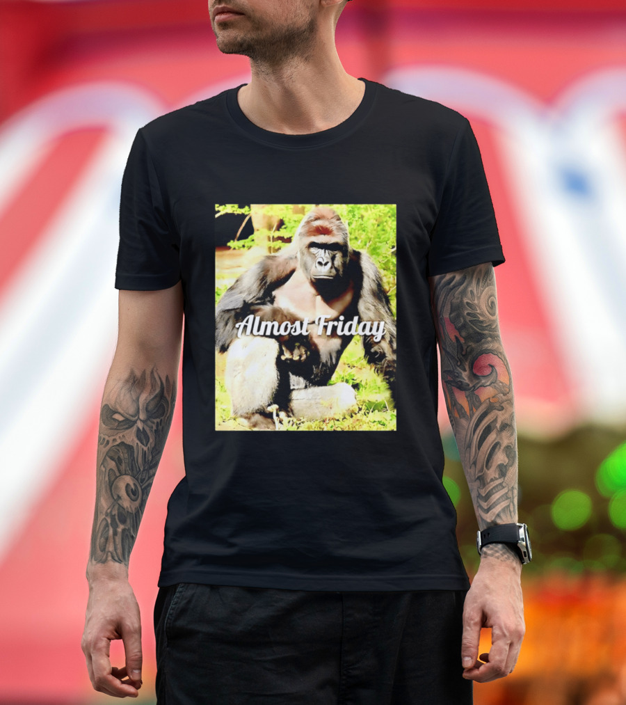 Almost Friday Gorilla Relaxing In Nature T-Shirt