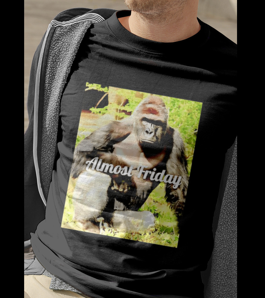 Almost Friday Gorilla Relaxing In Nature T-Shirt