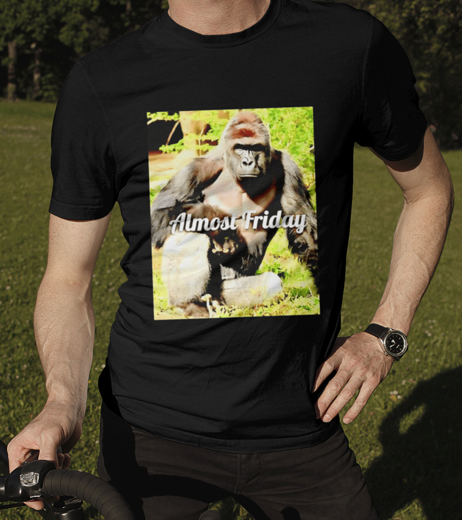 Almost Friday Gorilla Relaxing In Nature T-Shirt