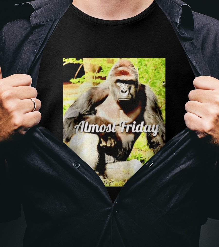 Almost Friday Gorilla Relaxing In Nature T-Shirt