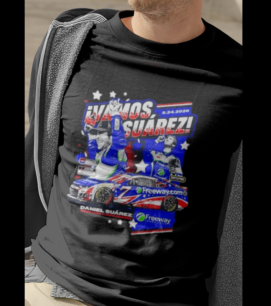 ¡Vamos Suárez! 5.24.2026 Freeway.com Freeway Insurance Daniel Suárez Racing Victory Celebration T-Shirt