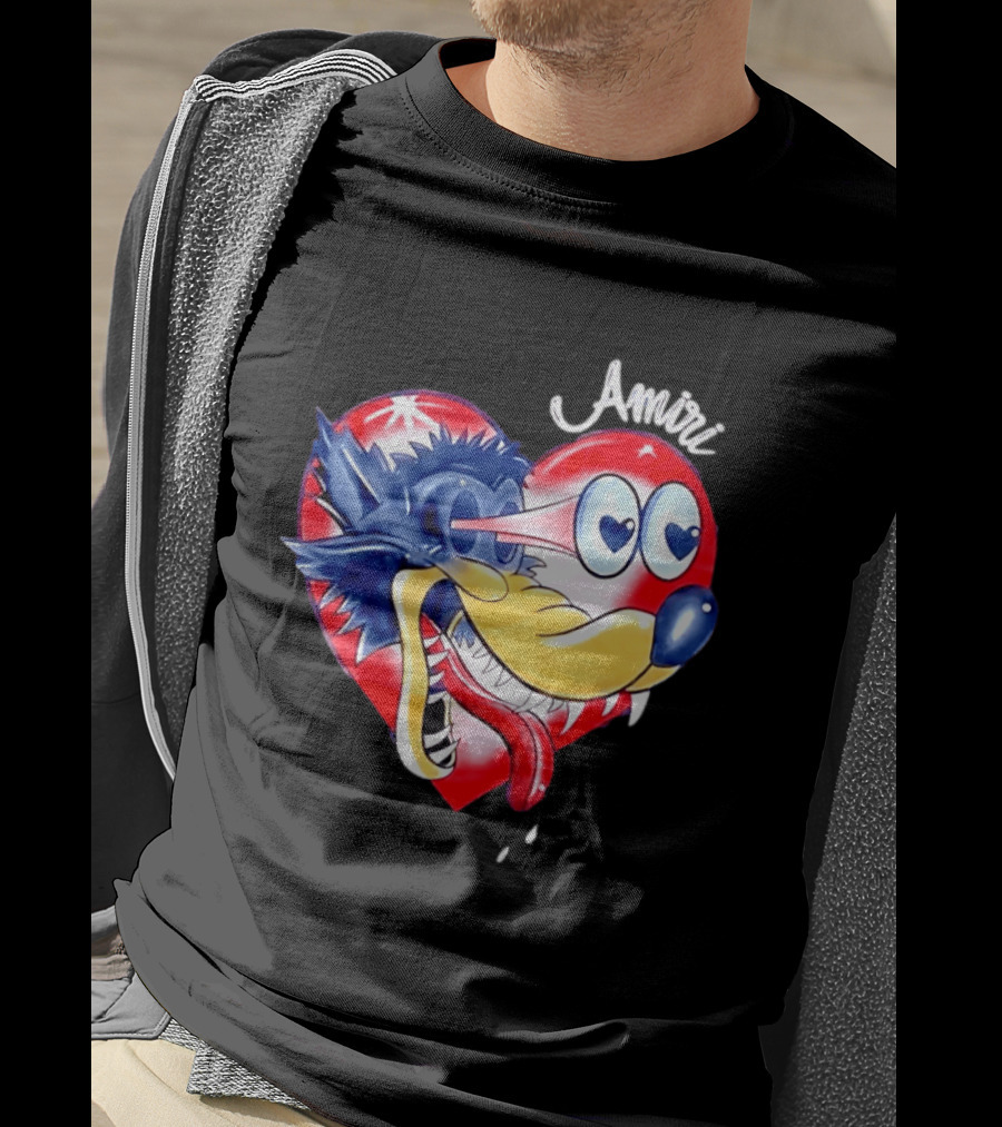 Heart Wolf Amiri Iconic Pop Art Style Fusion T-Shirt
