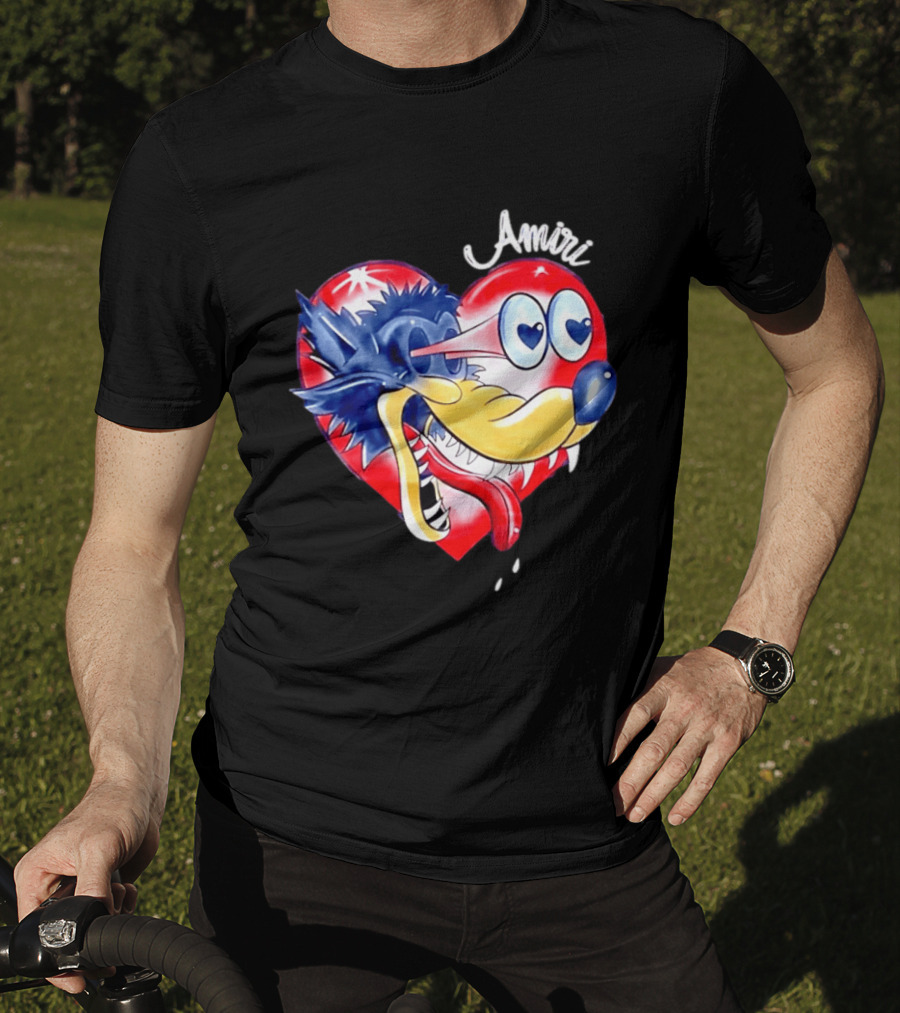 Heart Wolf Amiri Iconic Pop Art Style Fusion T-Shirt