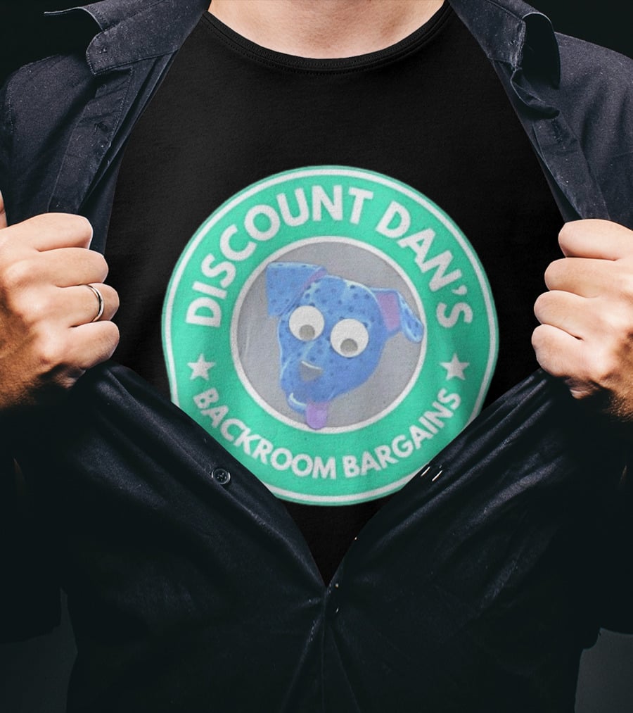 Discount Dan's Backroom Bargains Dog Face Circular T-Shirt