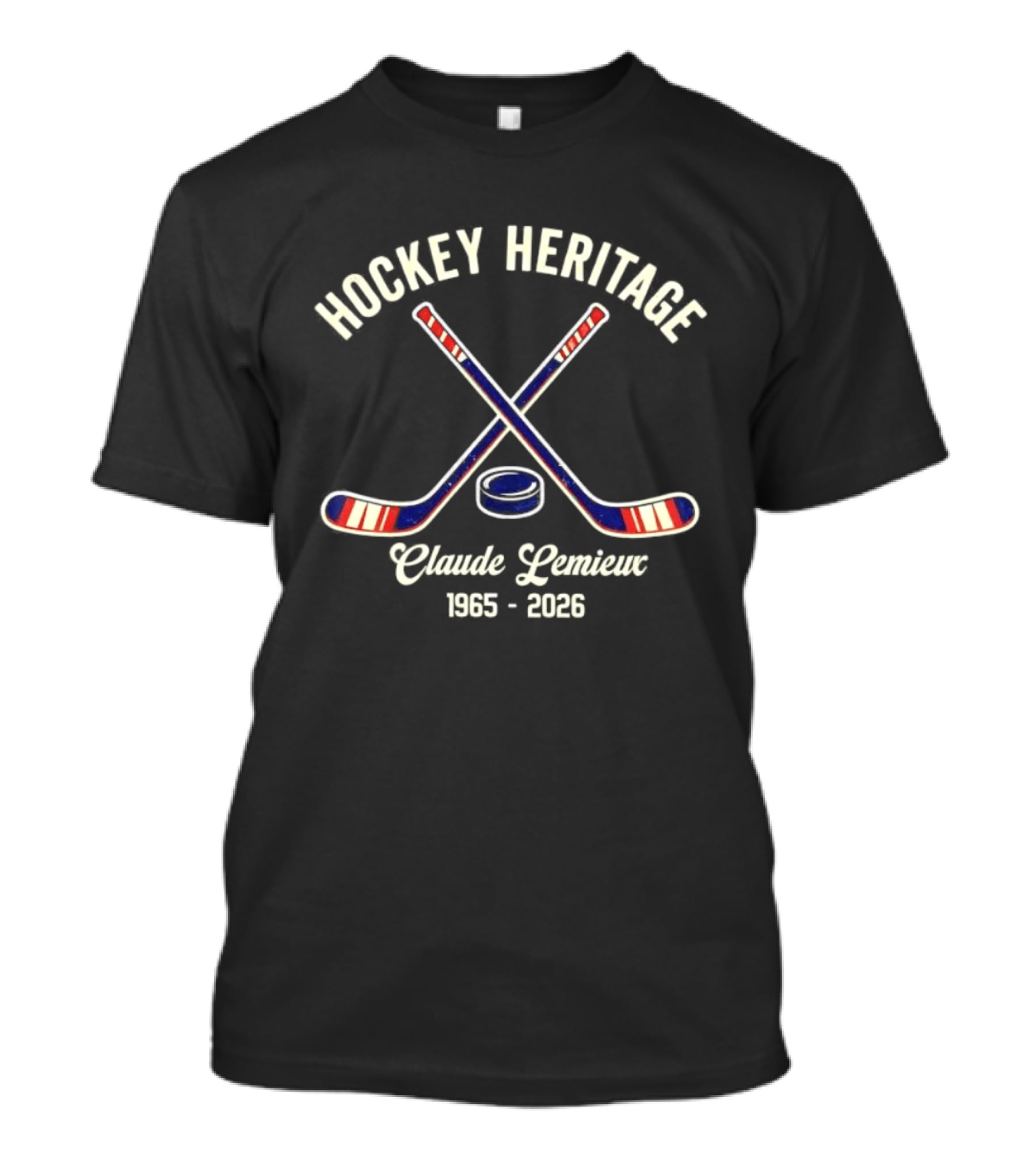 Hockey Heritage Claude Lemieux 1965 2026 Vintage Ice Hockey Sticks T-Shirt