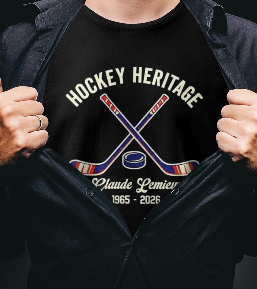 Hockey Heritage Claude Lemieux 1965 2026 Vintage Ice Hockey Sticks T-Shirt